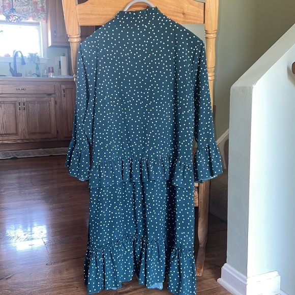 Polka Dot Forest Green Dress - Picture 3 of 9